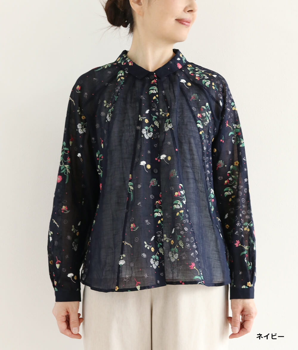 【SALE20%OFF】発泡フラワープリントブラウス