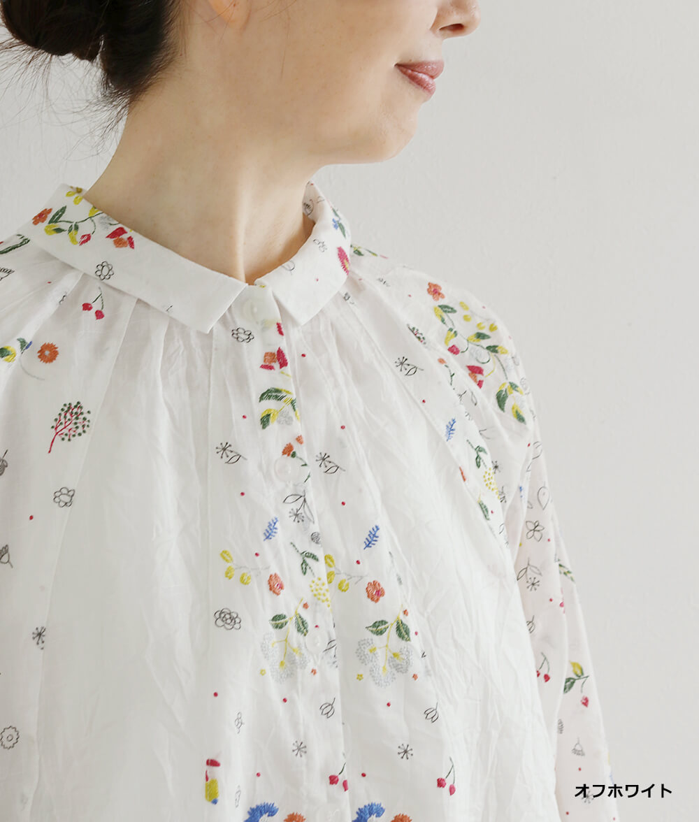 【SALE20%OFF】発泡フラワープリントブラウス