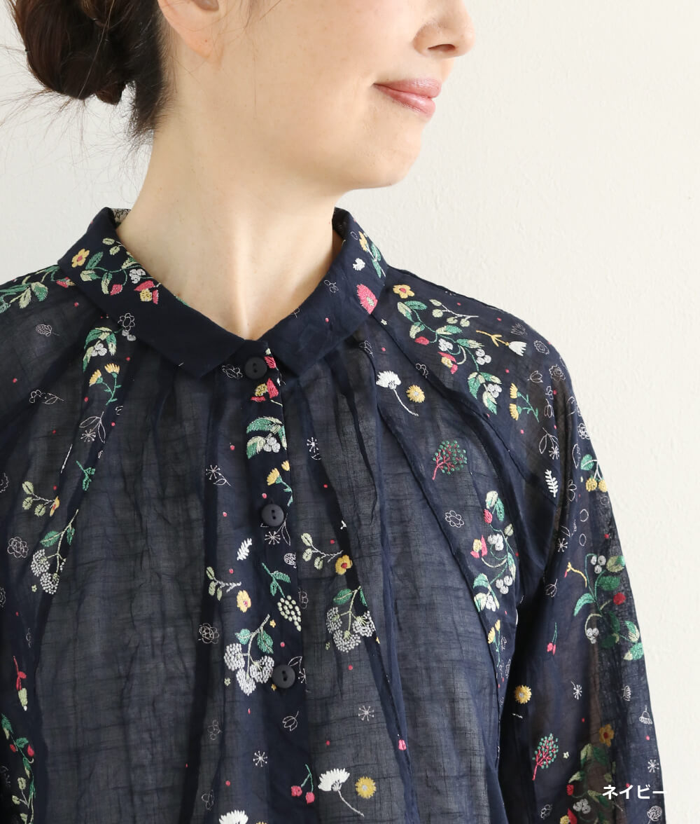 【SALE20%OFF】発泡フラワープリントブラウス