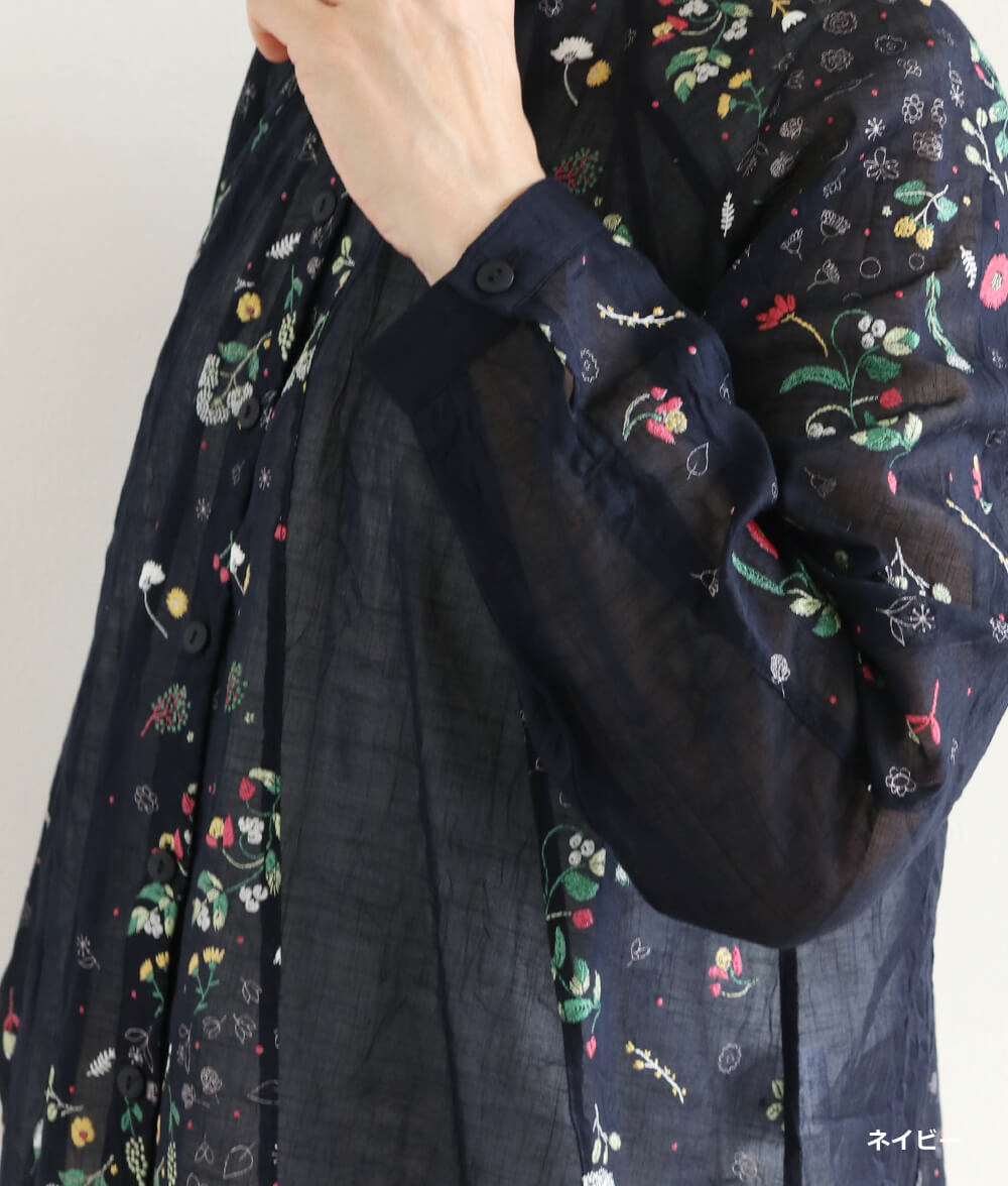 【SALE20%OFF】発泡フラワープリントブラウス