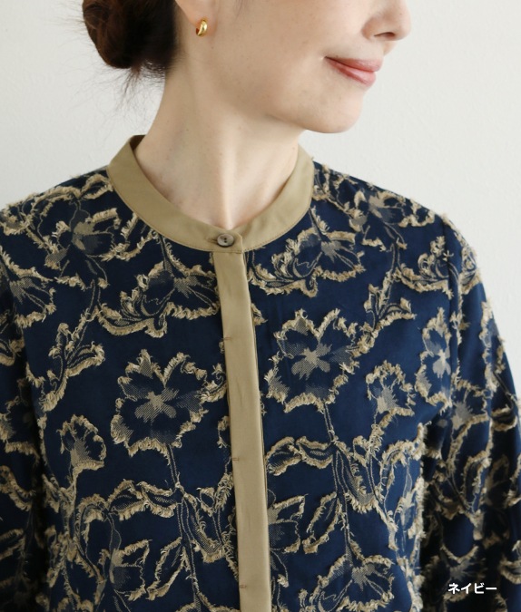 【SALE20%OFF】フラワーカットジャカードブラウス