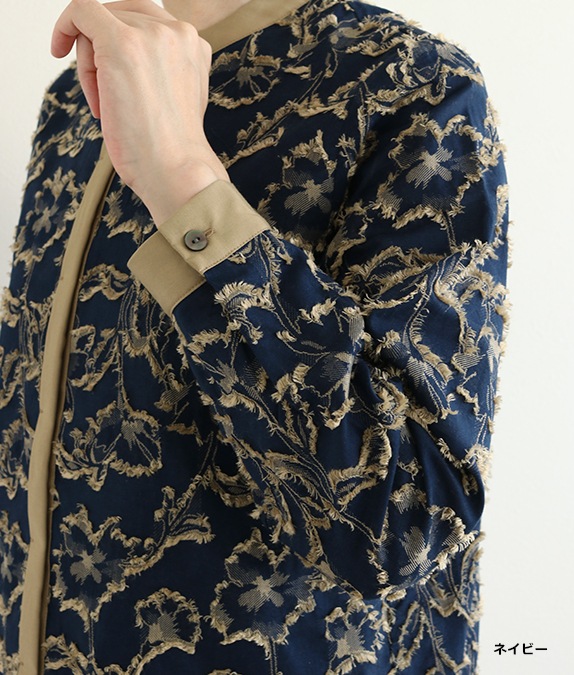 【SALE20%OFF】フラワーカットジャカードブラウス