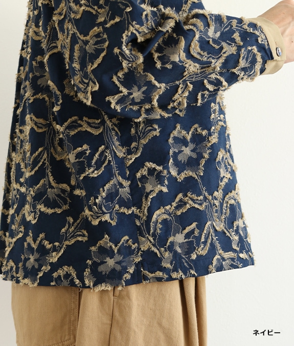 【SALE20%OFF】フラワーカットジャカードブラウス