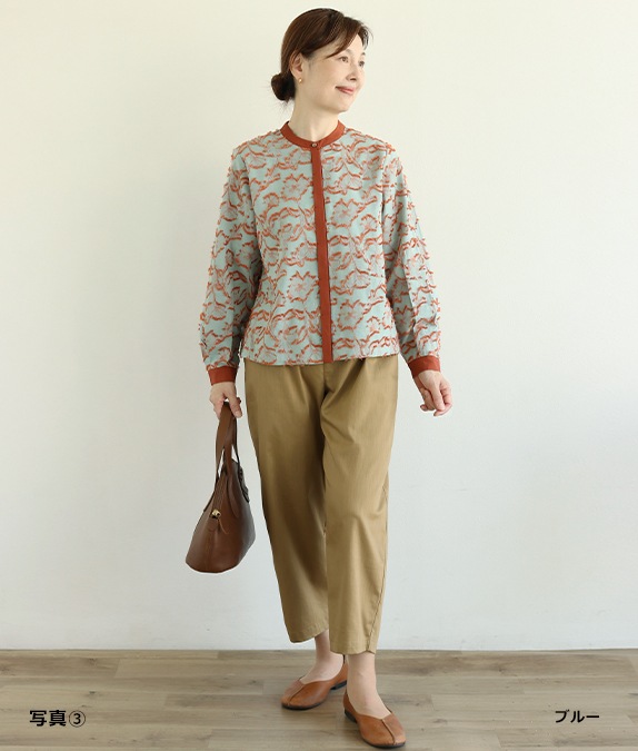 【SALE20%OFF】フラワーカットジャカードブラウス