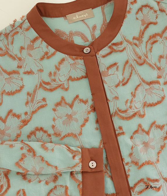 【SALE20%OFF】フラワーカットジャカードブラウス