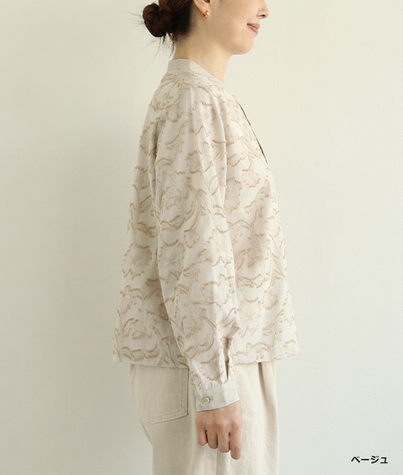 【SALE20%OFF】フラワーカットジャカードブラウス