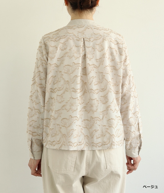 【SALE20%OFF】フラワーカットジャカードブラウス