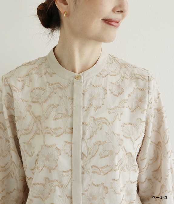 【SALE20%OFF】フラワーカットジャカードブラウス