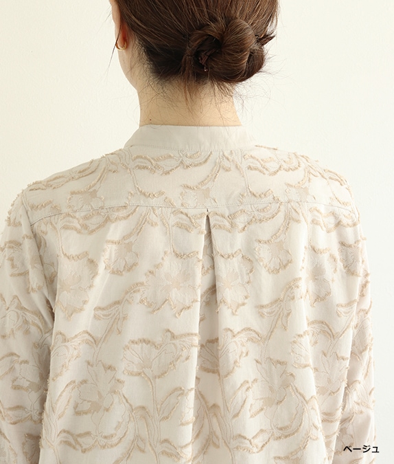 【SALE20%OFF】フラワーカットジャカードブラウス