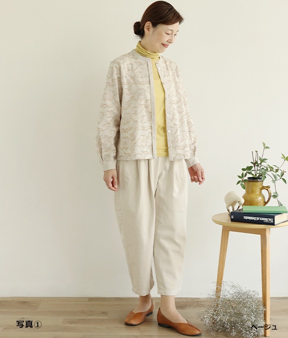 【SALE20%OFF】フラワーカットジャカードブラウス