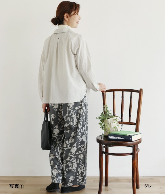 【SALE50％OFF】フラワーサテンパンツ