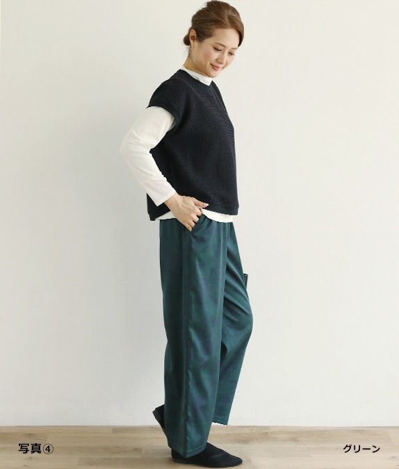 【SALE50％OFF】フラワーサテンパンツ