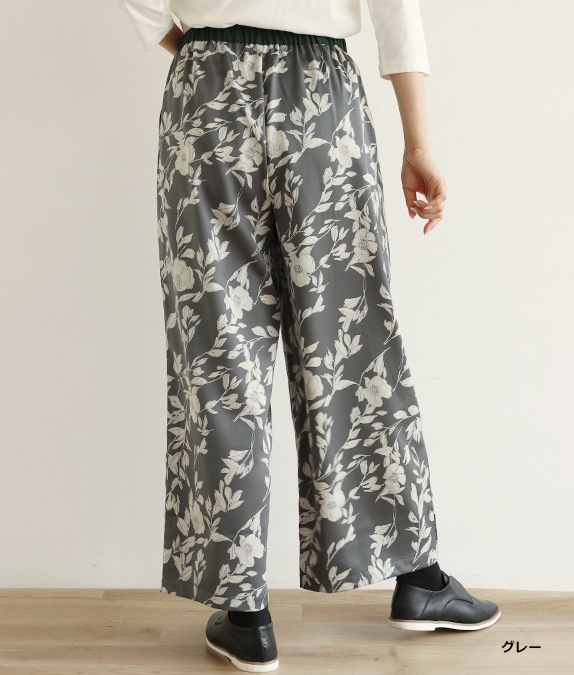 【SALE50％OFF】フラワーサテンパンツ