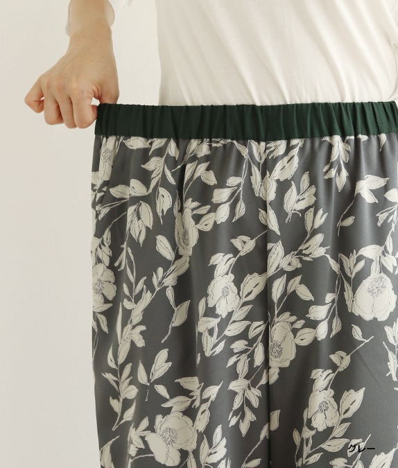 【SALE50％OFF】フラワーサテンパンツ