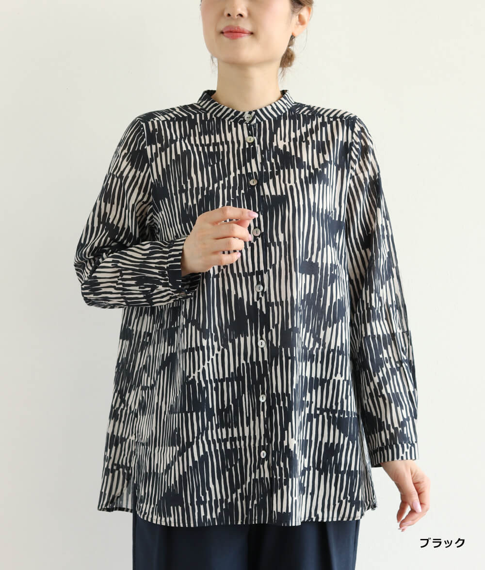 【SALE30%OFF】コットンシフォン線画ブラウス