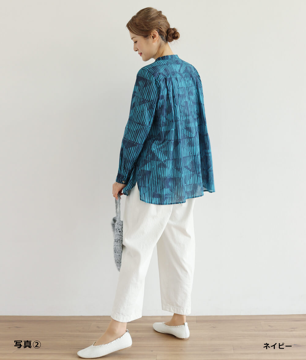 【SALE30%OFF】コットンシフォン線画ブラウス