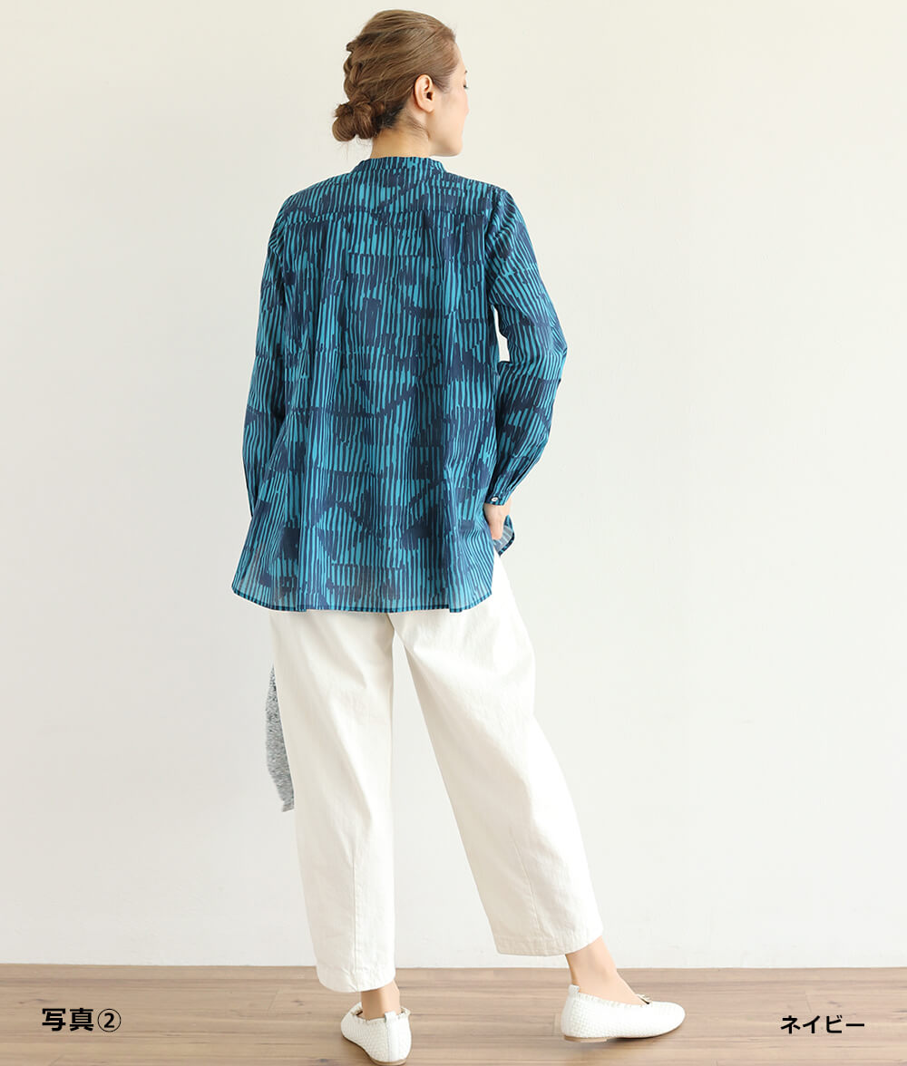 【SALE30%OFF】コットンシフォン線画ブラウス