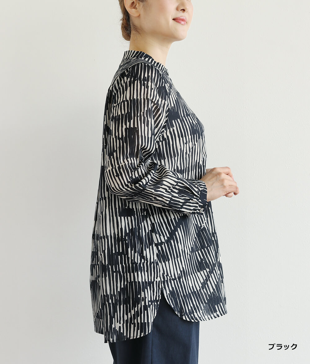 【SALE30%OFF】コットンシフォン線画ブラウス