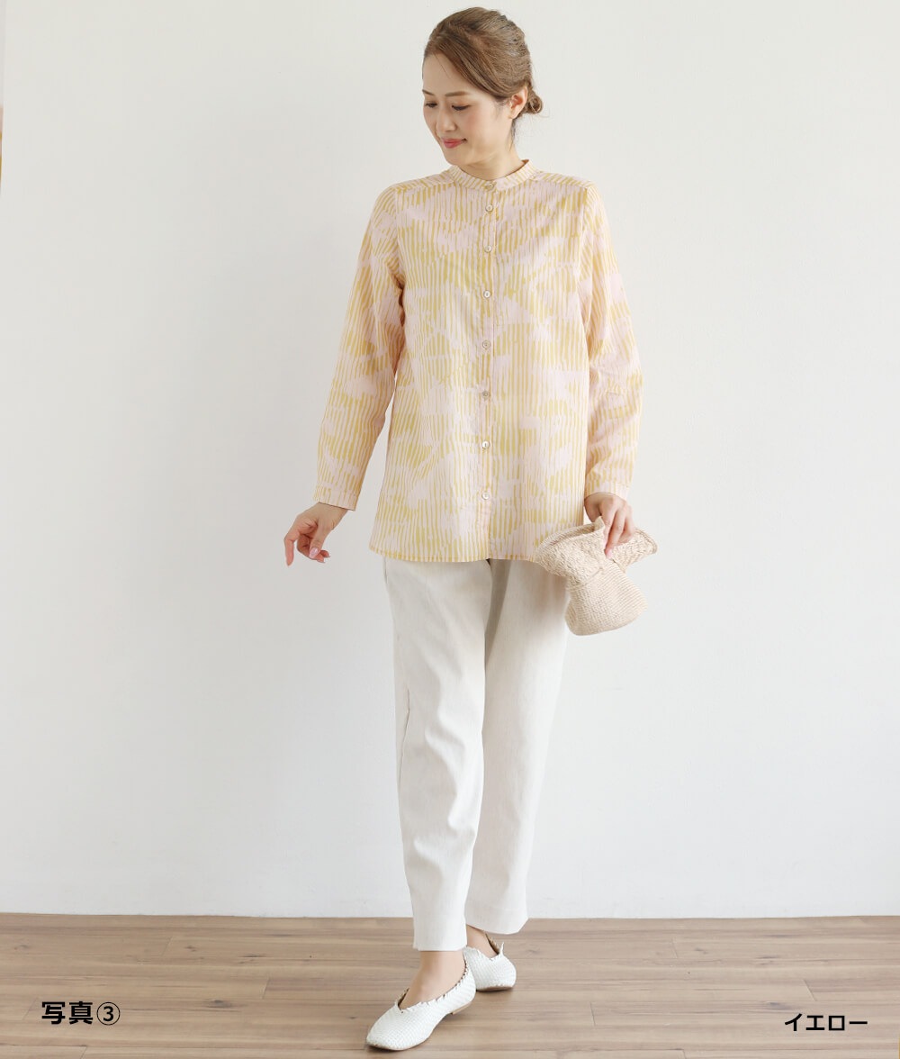 【SALE30%OFF】コットンシフォン線画ブラウス