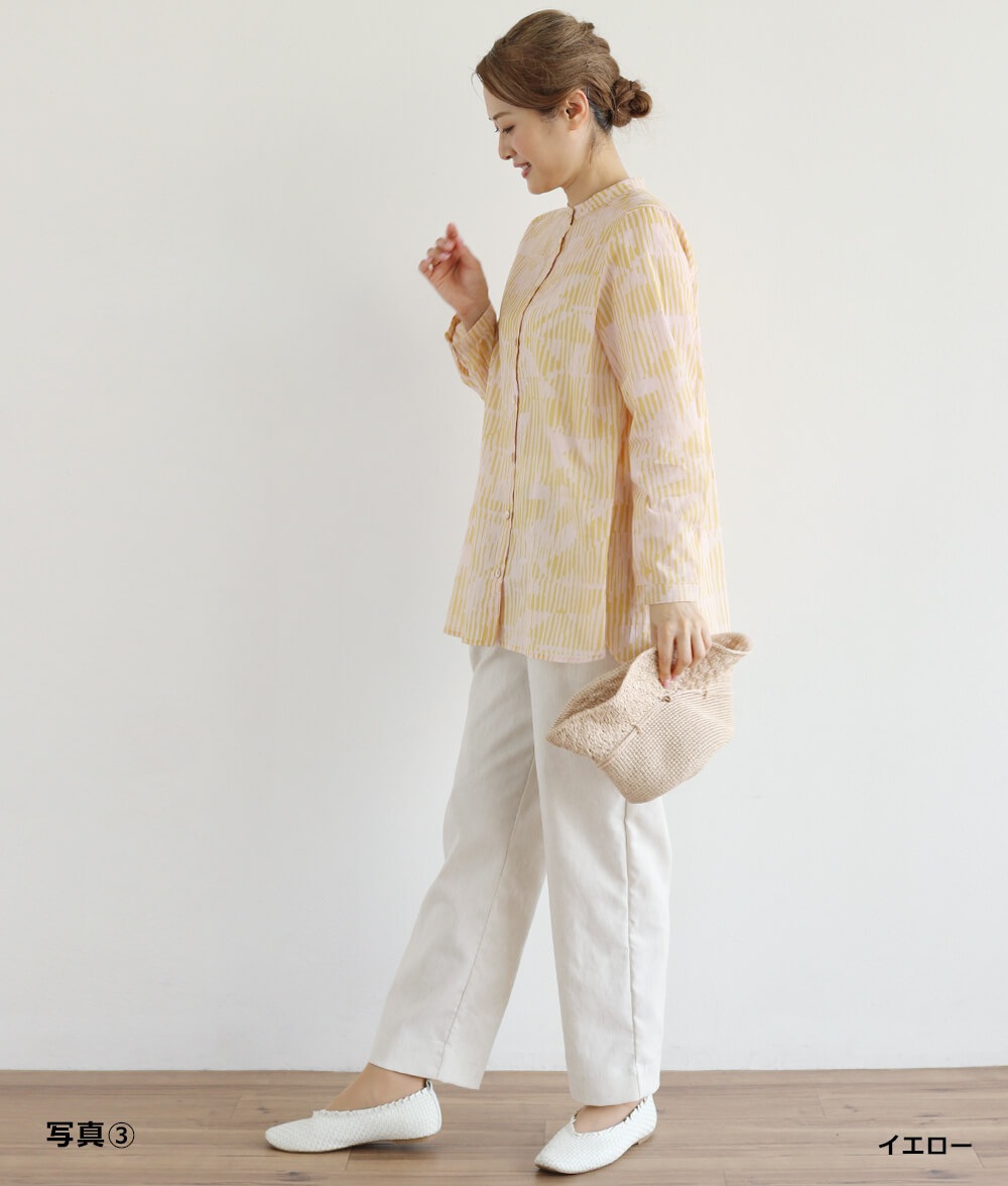 【SALE30%OFF】コットンシフォン線画ブラウス