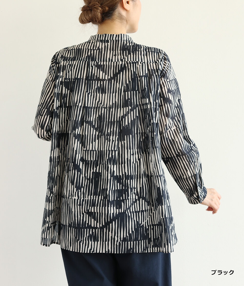【SALE30%OFF】コットンシフォン線画ブラウス