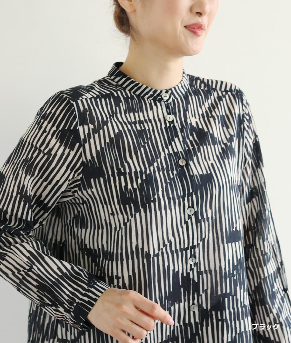 【SALE30%OFF】コットンシフォン線画ブラウス