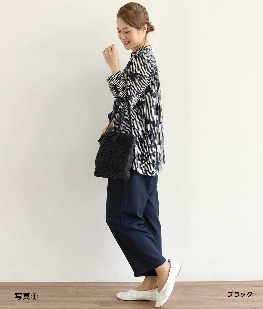 【SALE30%OFF】コットンシフォン線画ブラウス
