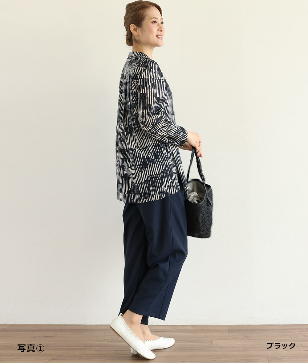 【SALE30%OFF】コットンシフォン線画ブラウス