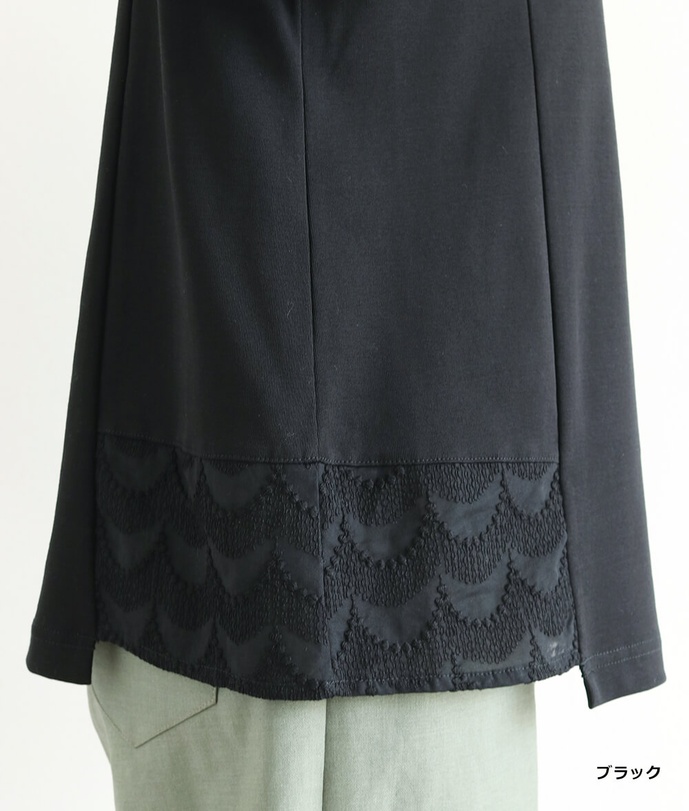 【SALE30%OFF】スカラップ刺繍レースアシメプルオーバー