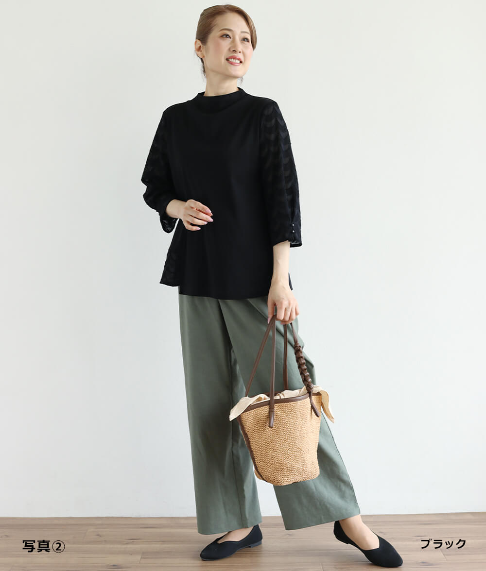 【SALE30%OFF】スカラップ刺繍レースアシメプルオーバー