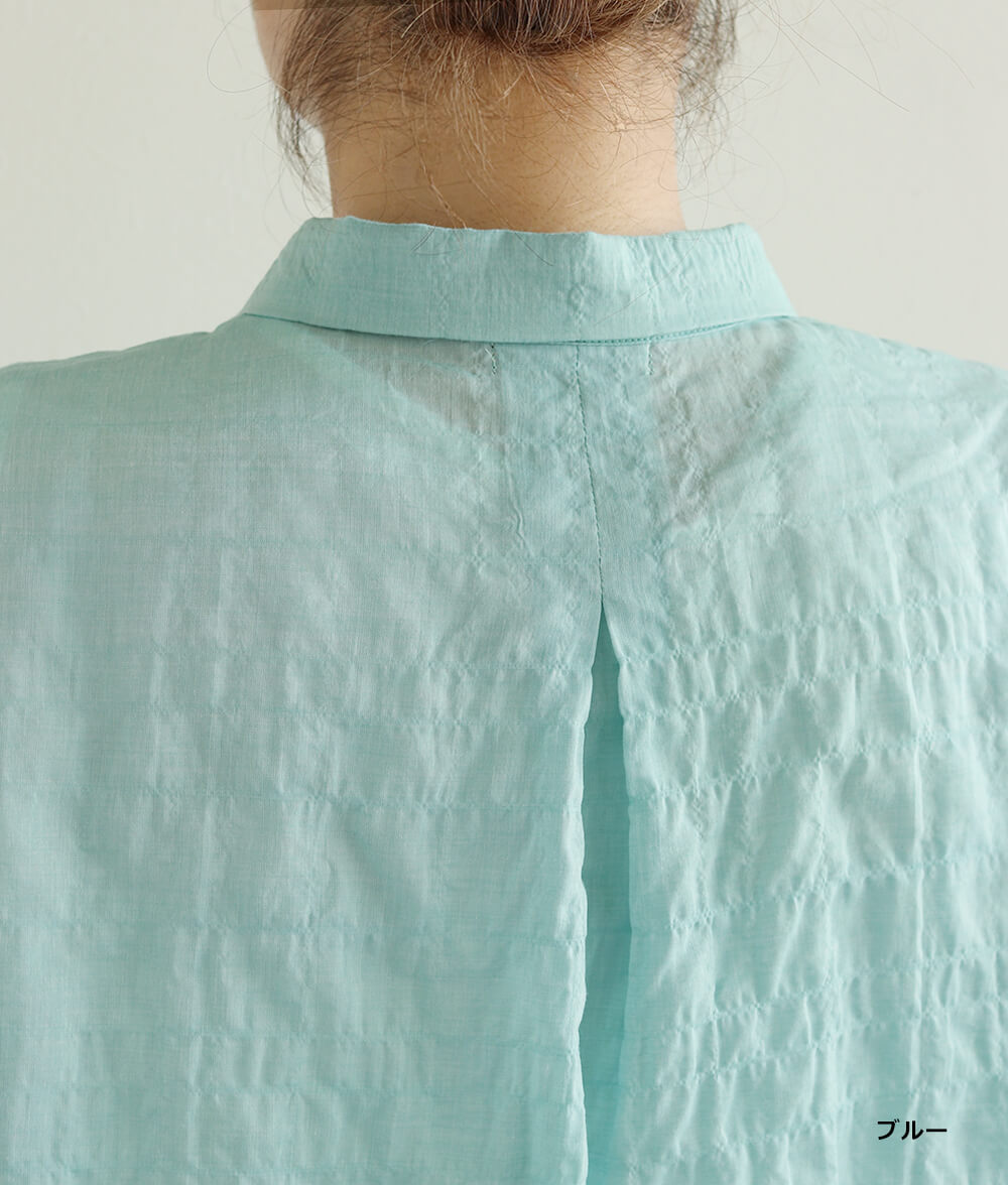 【SALE20%OFF】シャーリングシャンブレーブラウス