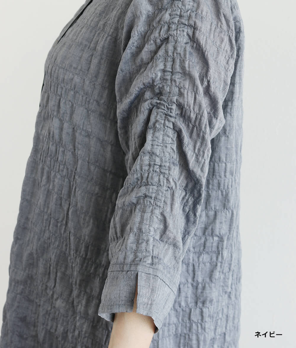 シャーリングシャンブレーブラウスl 50代・60代からの婦人服