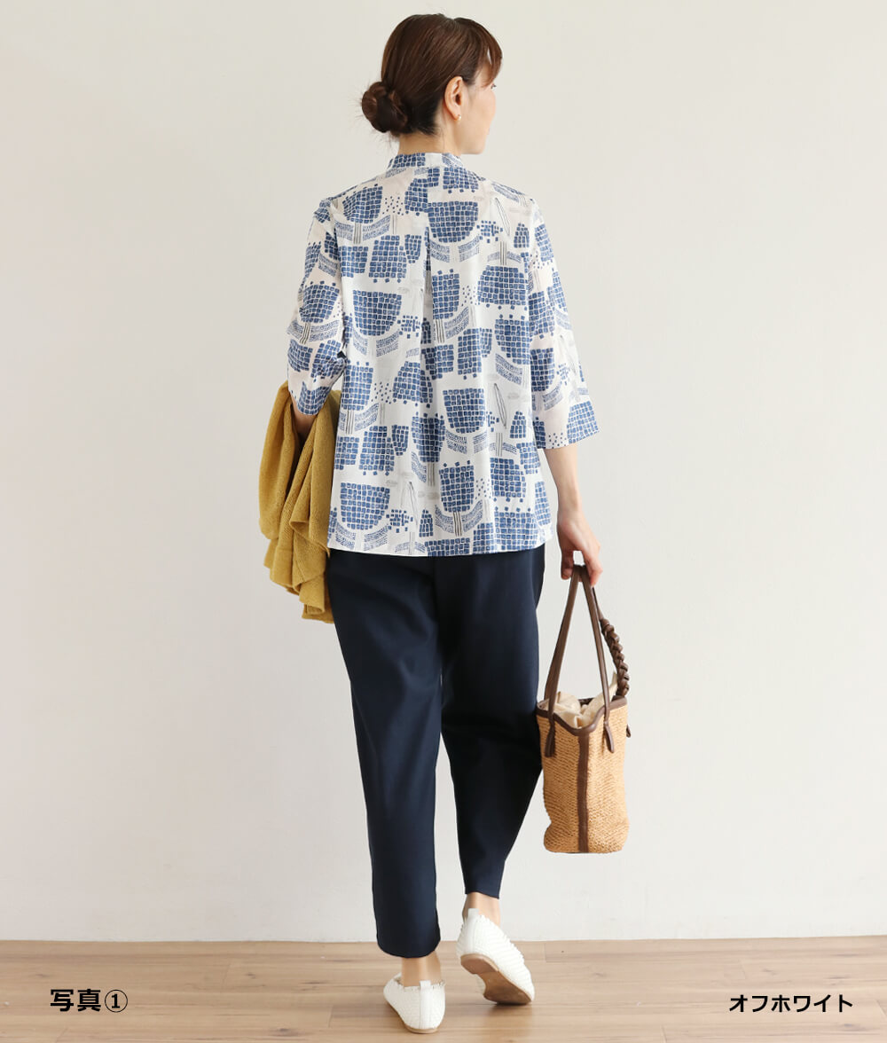 【SALE20%OFF】ブロックフラワーブラウス