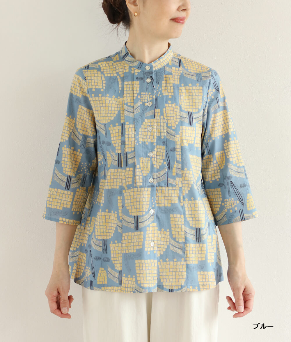 【SALE20%OFF】ブロックフラワーブラウス