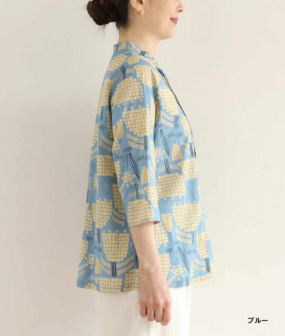 【SALE20%OFF】ブロックフラワーブラウス