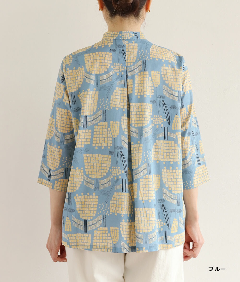 【SALE20%OFF】ブロックフラワーブラウス