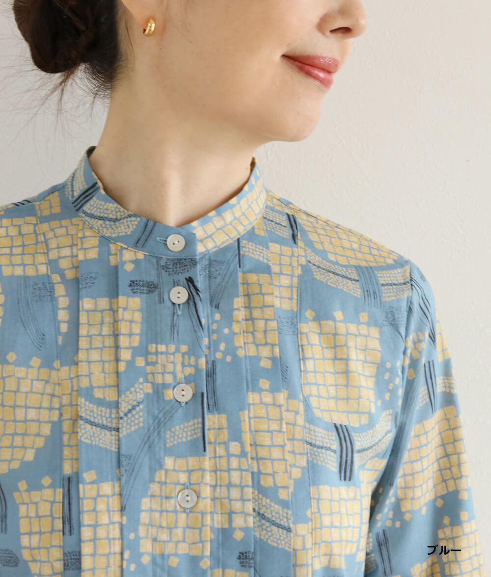 【SALE20%OFF】ブロックフラワーブラウス
