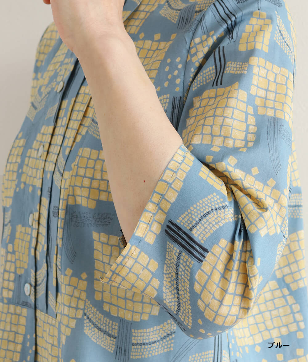 【SALE20%OFF】ブロックフラワーブラウス