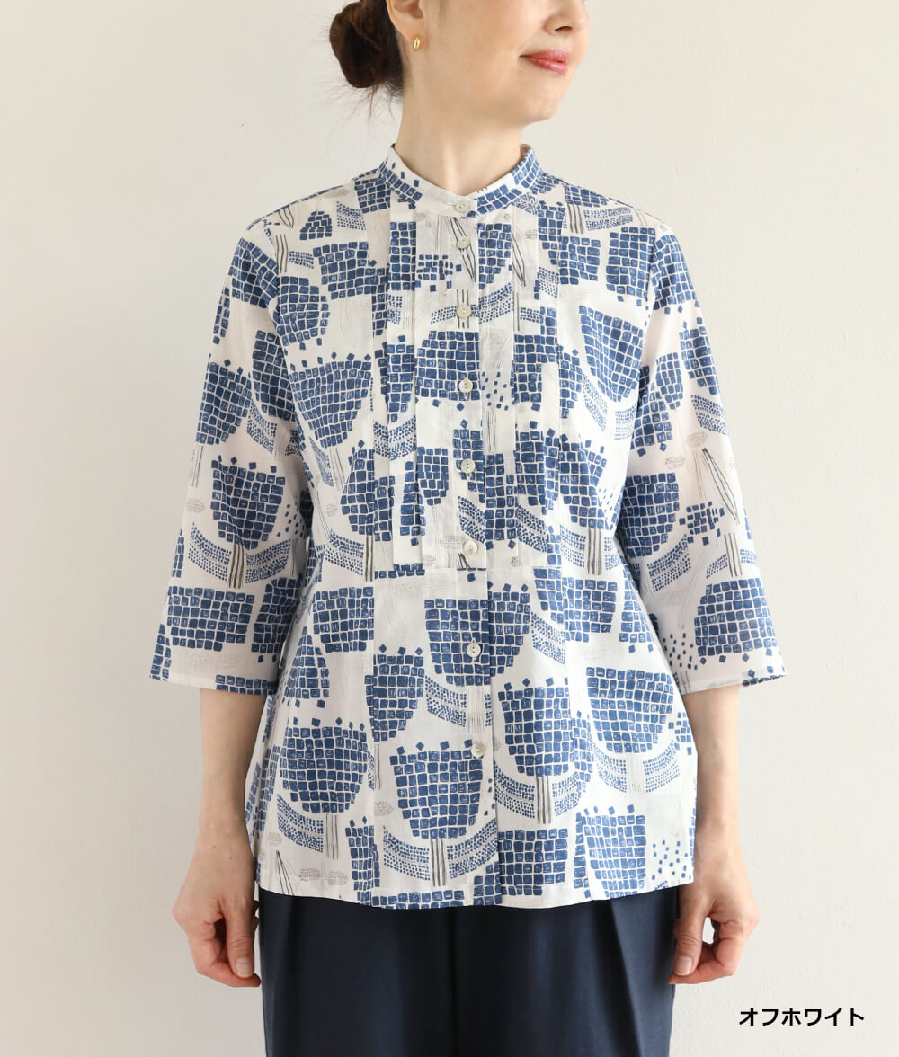 【SALE20%OFF】ブロックフラワーブラウス