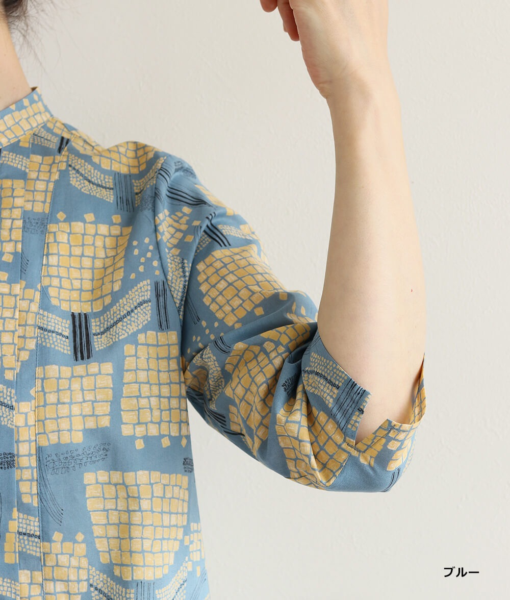 【SALE20%OFF】ブロックフラワーブラウス