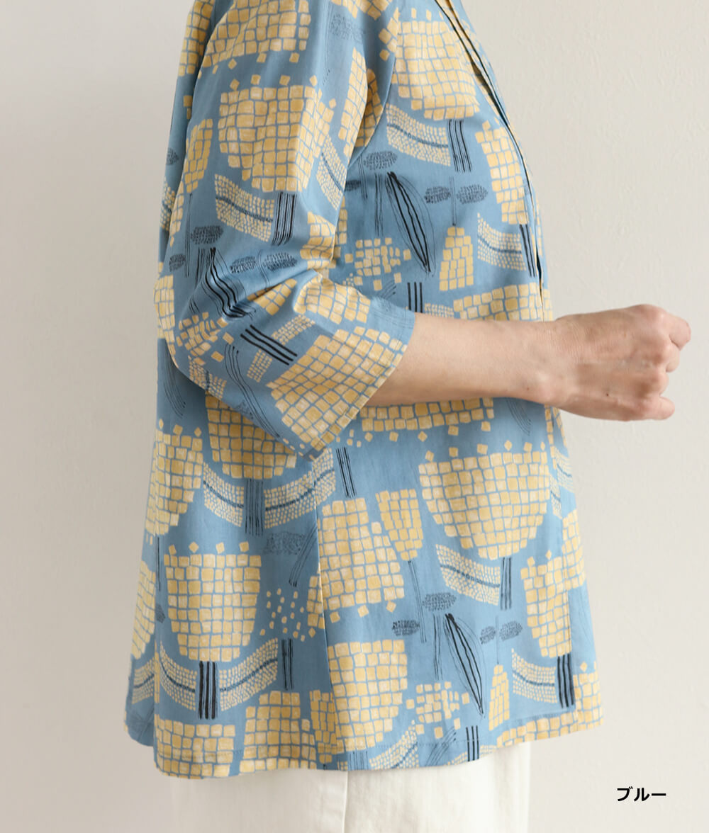 【SALE20%OFF】ブロックフラワーブラウス