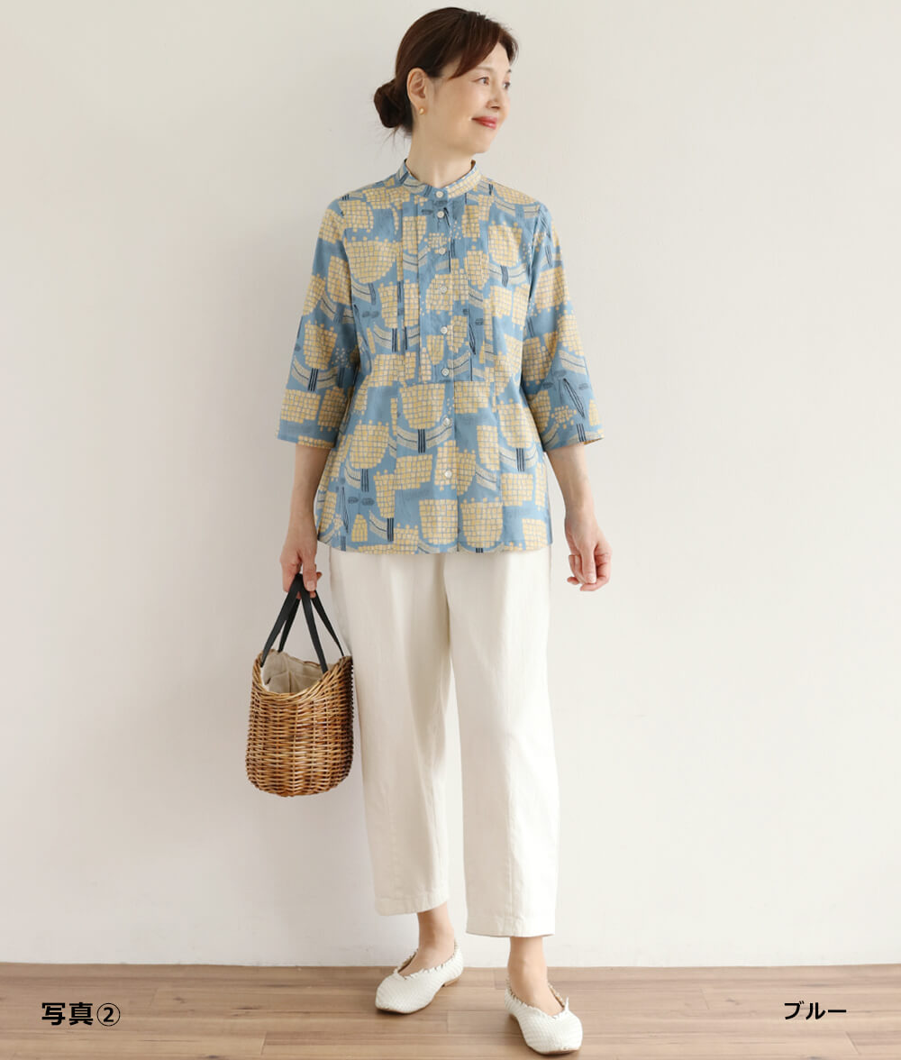 【SALE20%OFF】ブロックフラワーブラウス