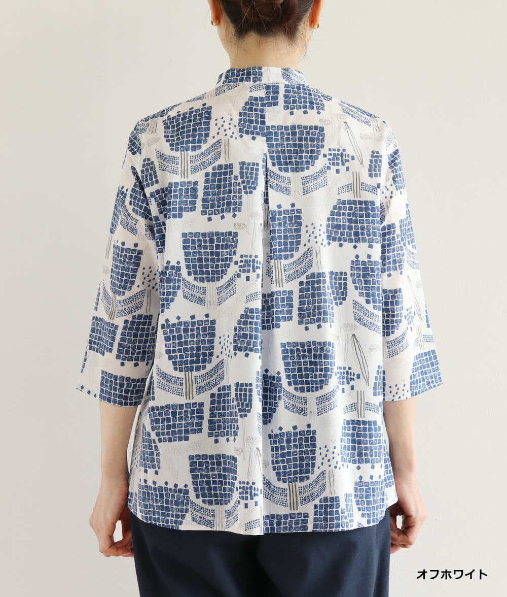 【SALE20%OFF】ブロックフラワーブラウス