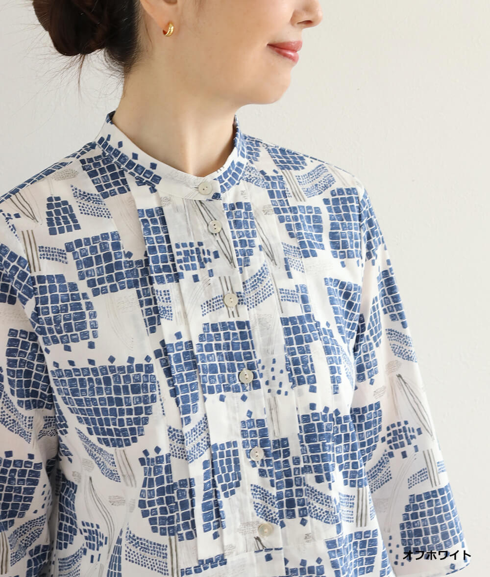 【SALE20%OFF】ブロックフラワーブラウス