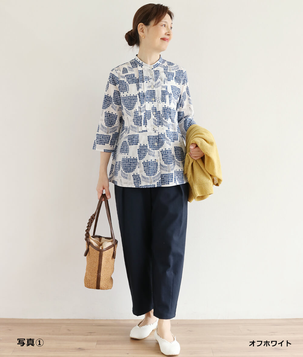 【SALE20%OFF】ブロックフラワーブラウス