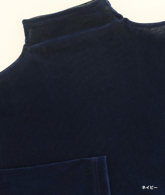 ベロア調フロッキーハイネックプルオーバーl 50代・60代からの婦人服