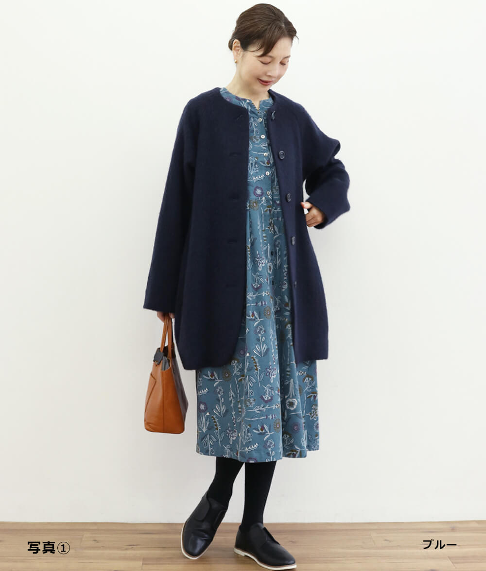 【SALE20%OFF】コーディロイ草花柄ワンピース