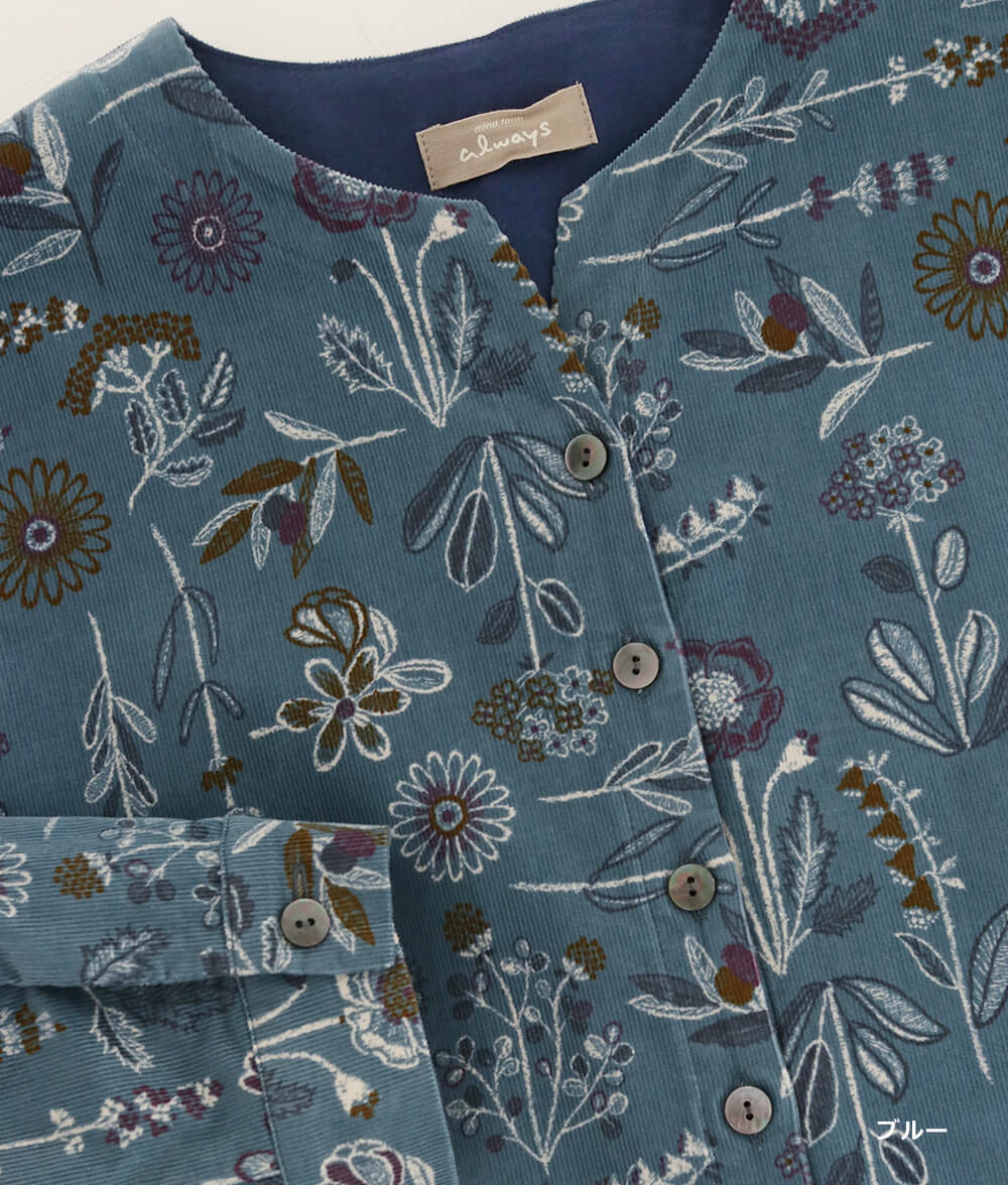 コーデュロイ草花柄ワンピースl 50代・60代からの婦人服 オルウェイズ