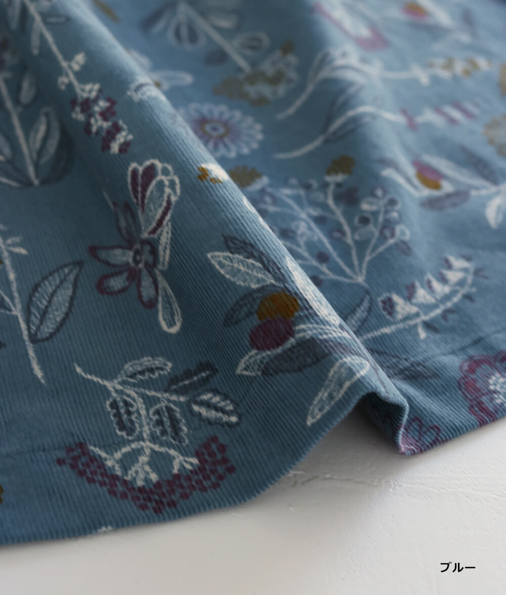 【SALE20%OFF】コーディロイ草花柄ワンピース