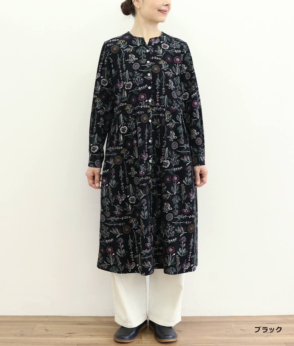 【SALE20%OFF】コーディロイ草花柄ワンピース